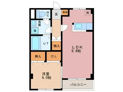 ラフォーレ1号館(1LDK/2階)の間取り写真