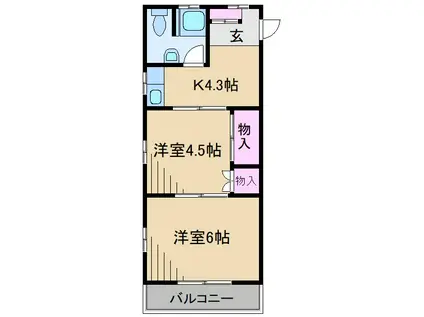 日吉第7コーポH棟(2K/5階)の間取り写真