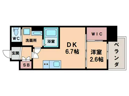 セレニテ谷九プリエ(1DK/11階)の間取り写真