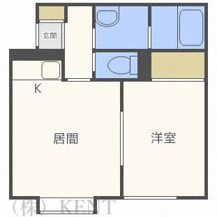 ユニゾン西町(1LDK/2階)の間取り写真