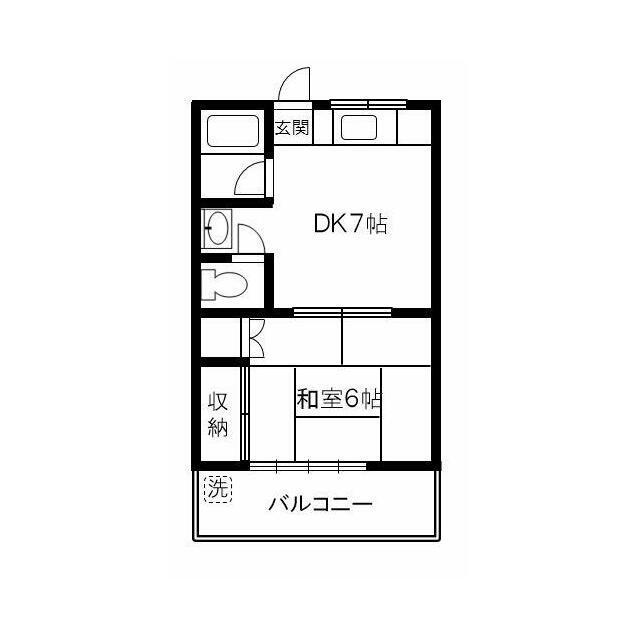 岡部コーポ(1DK/2階)の間取り写真