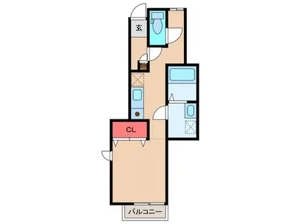 グリーンフォレスト(ワンルーム/1階)の間取り写真