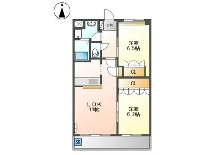 ウッドヴィレッジII(2LDK/3階)の間取り写真