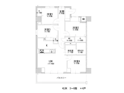 TOMOEビル(4LDK/6階)の間取り写真
