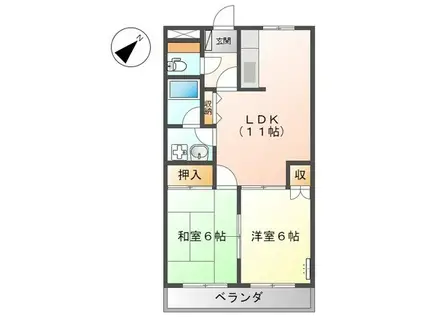 ブリリアントハイツ(2LDK/2階)の間取り写真