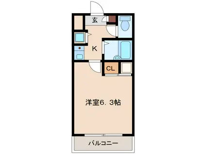 シティーライフディナスティ新大阪(1K/7階)の間取り写真