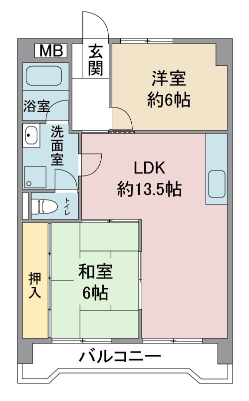 ハイツ白山(2LDK/3階)の間取り写真