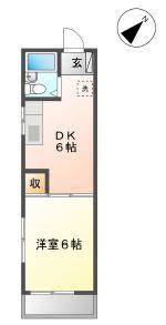 エスポアールII(1DK/2階)の間取り写真
