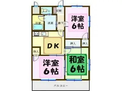 グランデール東越谷(3DK/2階)の間取り写真