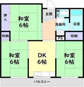 コーポエトワール(3DK/4階)の間取り写真