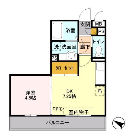 サンブリエ(1DK/2階)の間取り写真