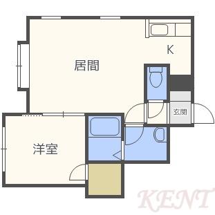ラグナベルデ発寒I(1LDK/2階)の間取り写真