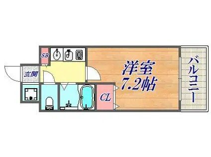 エステムコート三宮山手Ⅱソアーレ(1K/8階)の間取り写真