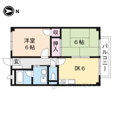 ハイランドI(2DK/1階)の間取り写真