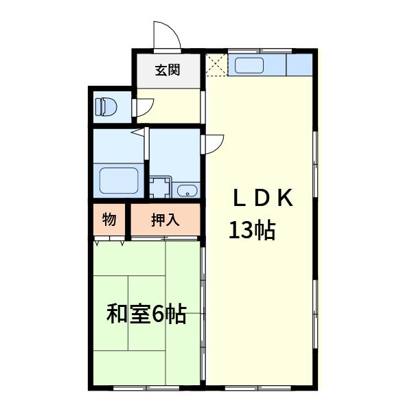 ヴィラ野田(1LDK/2階)の間取り写真