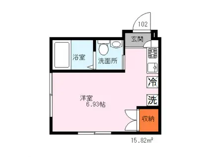 TAKARALUCK(ワンルーム/1階)の間取り写真
