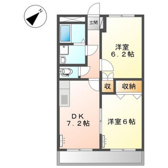 サンパティークS(2DK/2階)の間取り写真