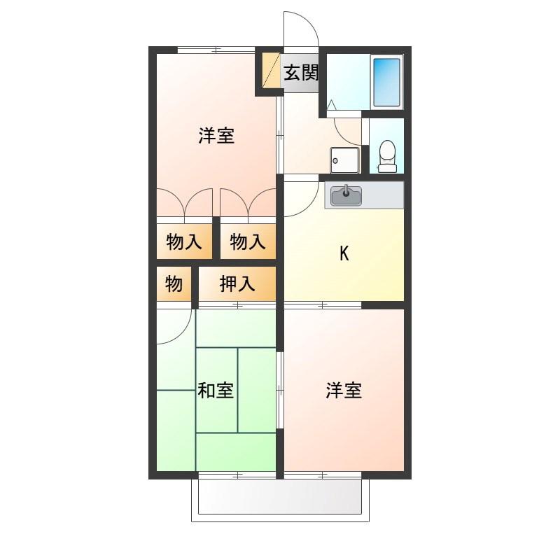コスモハイツ2 A(3K/1階)の間取り写真
