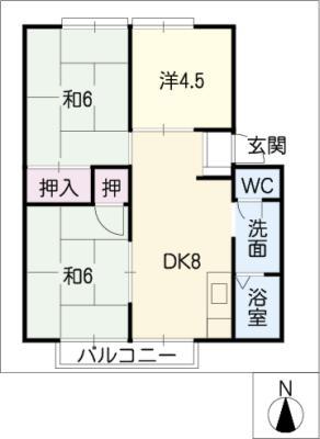 コンフォート東大垣(3DK/2階)の間取り写真