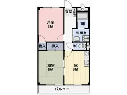 サニーレジデンスCOCO(2DK/1階)の間取り写真