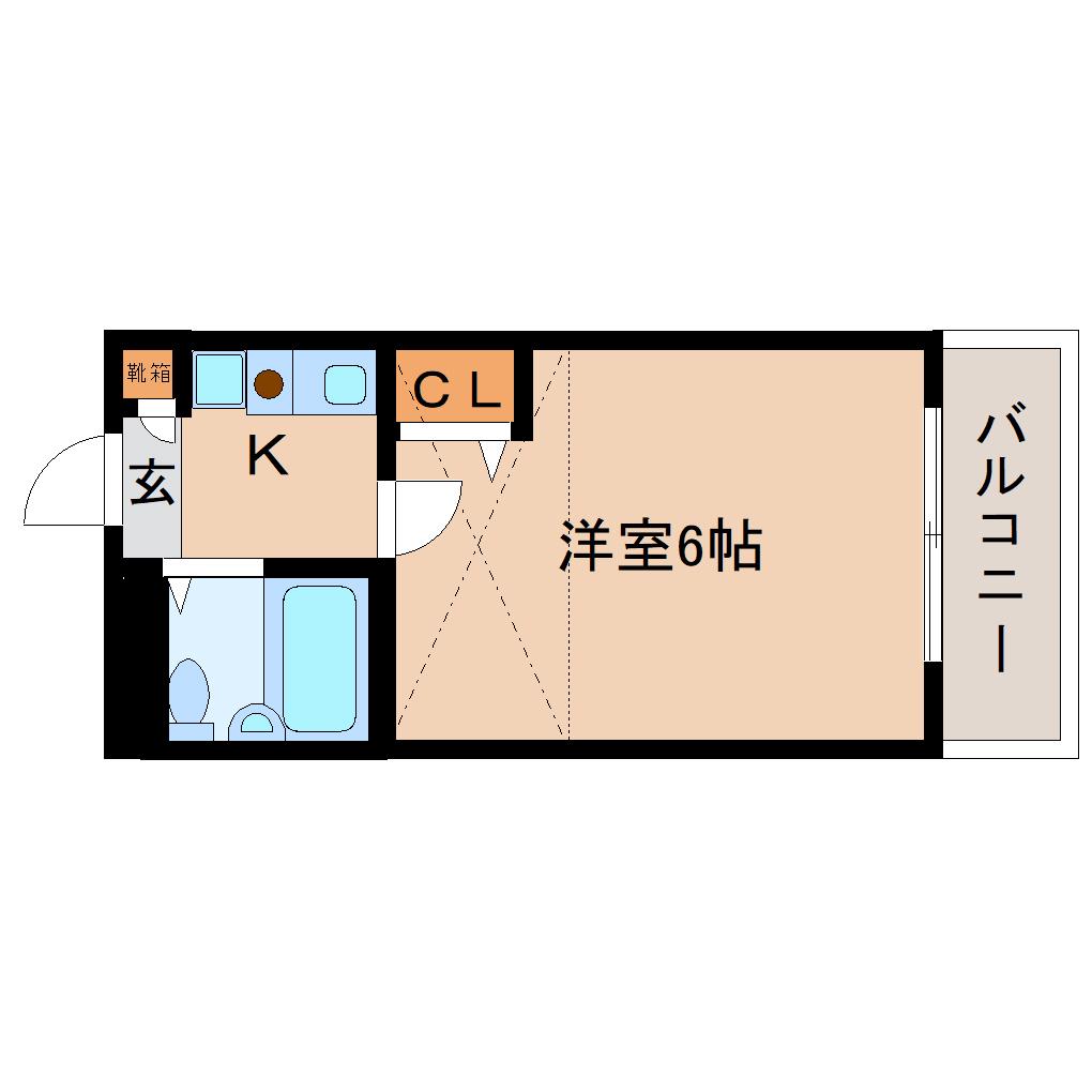 シティパレスJR郡山駅前P II(1K/3階)の間取り写真