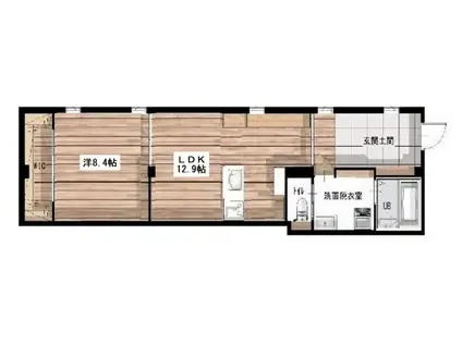 クレスト美の浜(1LDK/1階)の間取り写真