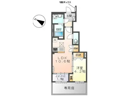 エッグプラント(1LDK/1階)の間取り写真