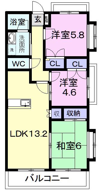 ラークビレッジ(3LDK/3階)の間取り写真