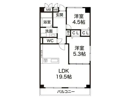 パークヴィラ白川台(2LDK/2階)の間取り写真