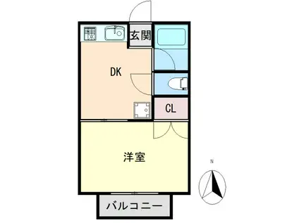 コーポ森(1K/2階)の間取り写真