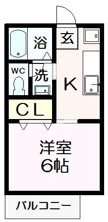 キャッスルII(1K/1階)の間取り写真