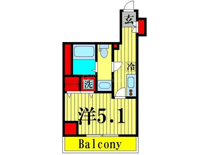 GENOVIAお花茶屋SKYGARDEN(1K/8階)の間取り写真
