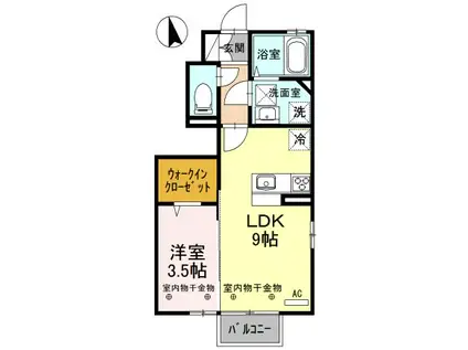 D-ROOMフラワー(1LDK/1階)の間取り写真