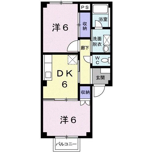 シティハイツ秋櫻(2DK/1階)の間取り写真