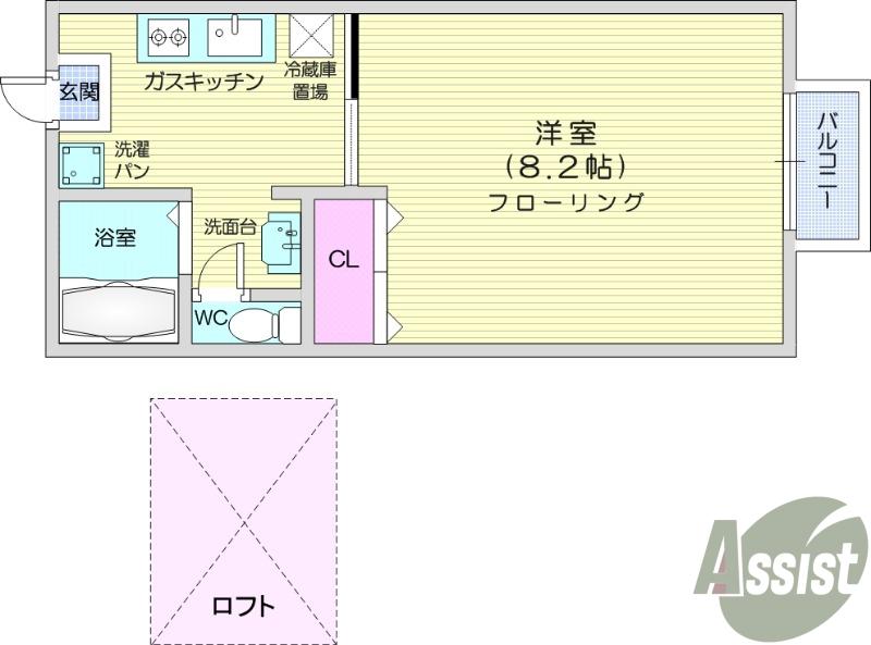 ソレアード遠見塚参(1K/1階)の間取り写真