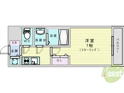 LA DOUCEUR新大阪(1K/5階)の間取り写真