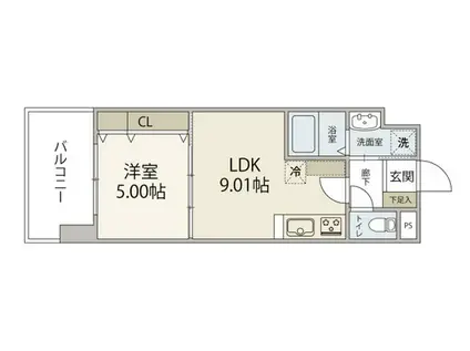 ISTYLE三篠町(1LDK/13階)の間取り写真
