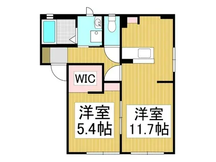 フォーレスチェリーヒルズ5番館(2LDK/2階)の間取り写真