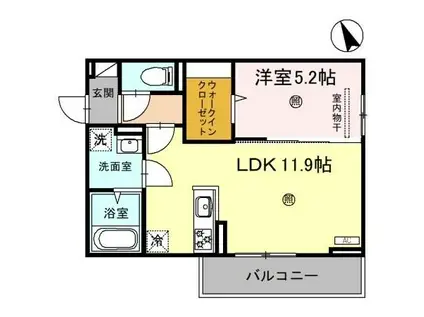 ラ・トレフルせいまII(1LDK/3階)の間取り写真
