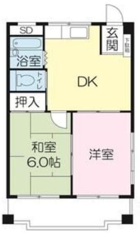 旭ロイヤルハイム(2DK/3階)の間取り写真