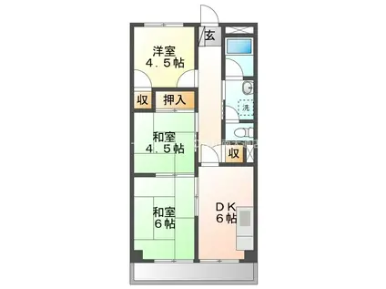 グリーンライフ山ノ沢(3DK/5階)の間取り写真