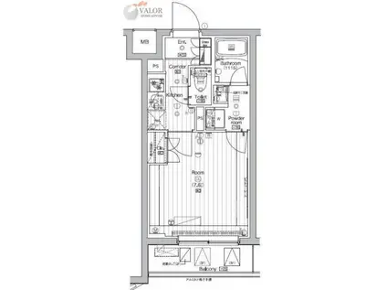 COURTYARD洗足(1K/1階)の間取り写真