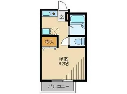 ゼピュロス東伏見(1K/1階)の間取り写真