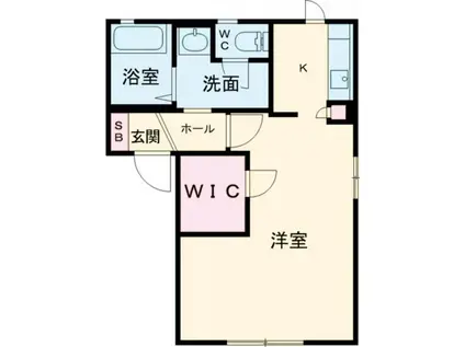 ラビアンローズIII B棟(1K/1階)の間取り写真