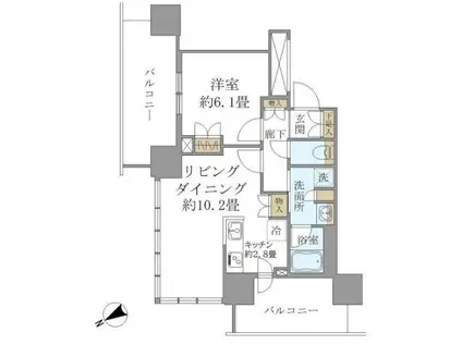 BRILLIA TOWER 浜離宮 ブリリアタワー浜離宮(1LDK/18階)の間取り写真