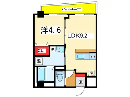 グレイスハイツ旭町通(1LDK/4階)の間取り写真
