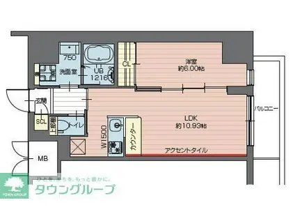 プレジオ西新井(1LDK/13階)の間取り写真