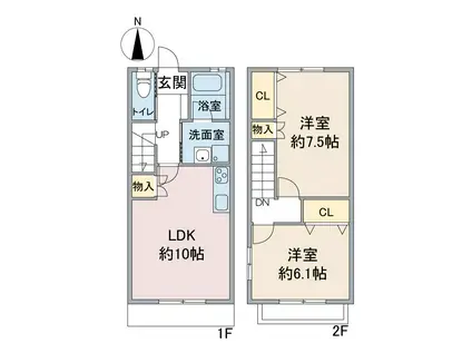 APT坂上 A棟・B棟(2LDK/2階)の間取り写真