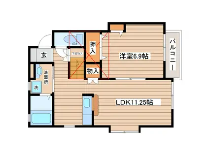 エスポワールコマツIIB(1LDK/1階)の間取り写真