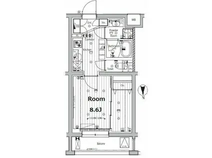 メイクスデザイン学習院下(1K/4階)の間取り写真